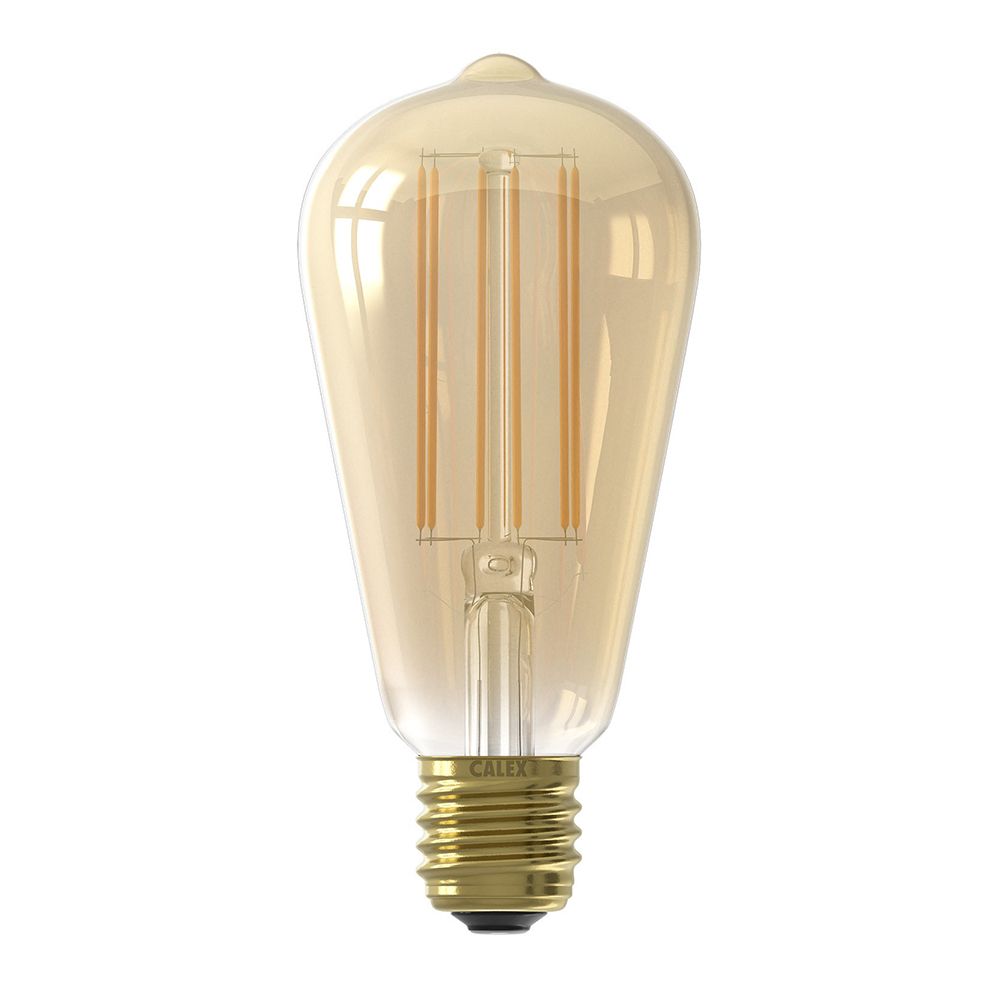 Calex LED Filament Rustiek lamp goud ST64 E27 4.5W 470lm 2100K met sensor