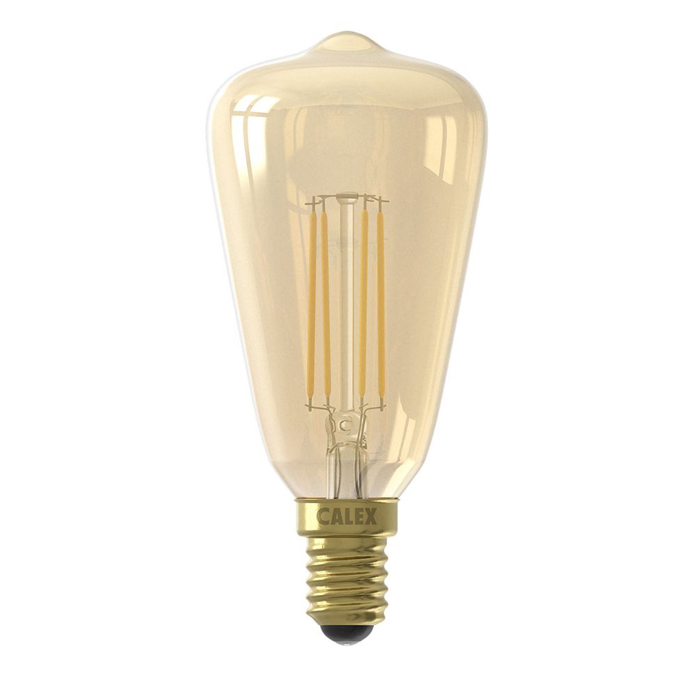 Calex LED Filament Rustiek lamp goud ST48 E14 3.5W 250lm 2100K dimbaar