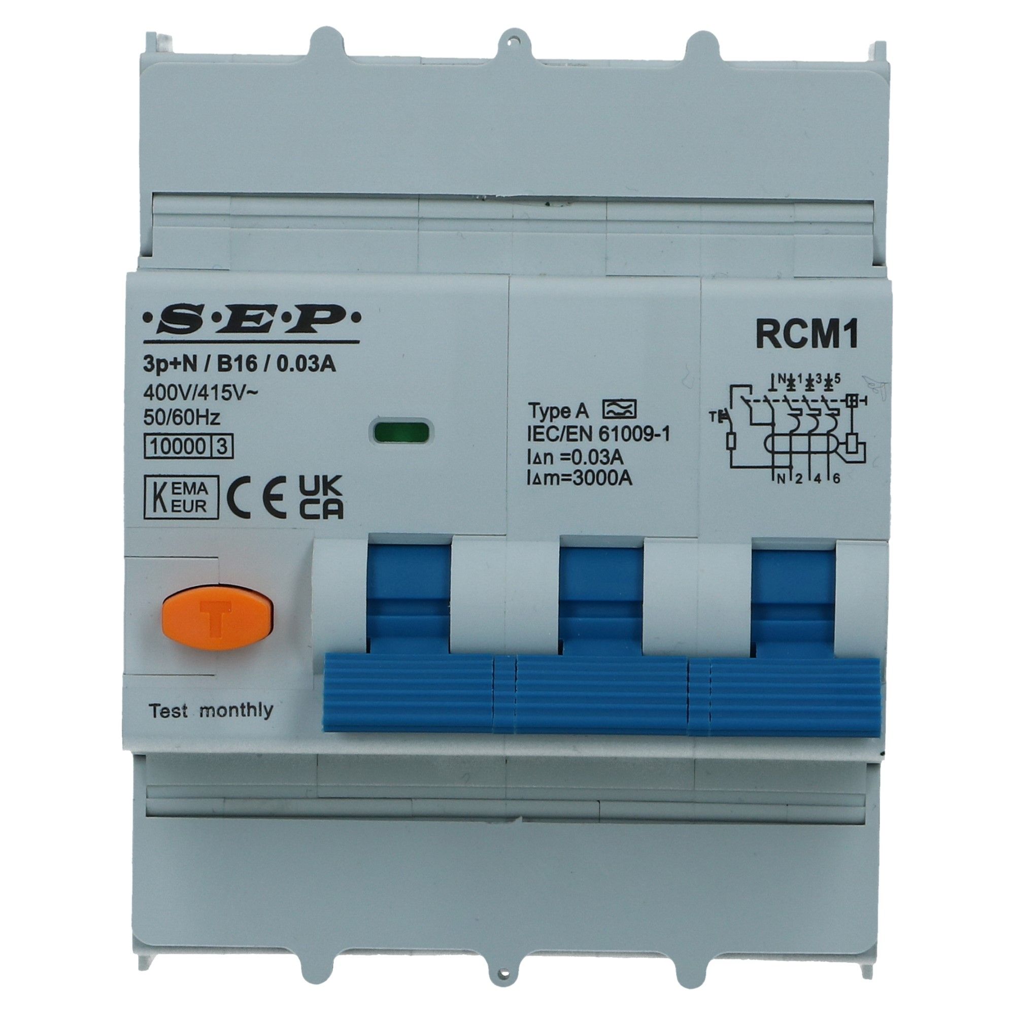 Aardlekautomaat C 20A 3 polig + nul 30mA 10kA RCM1