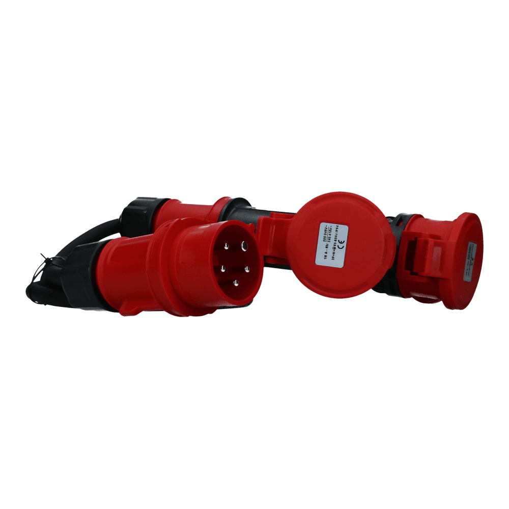 CEE verlengkabel 5 polig naar 3xCEE 5polig 16A female 2 meter IP54 H07RN-F