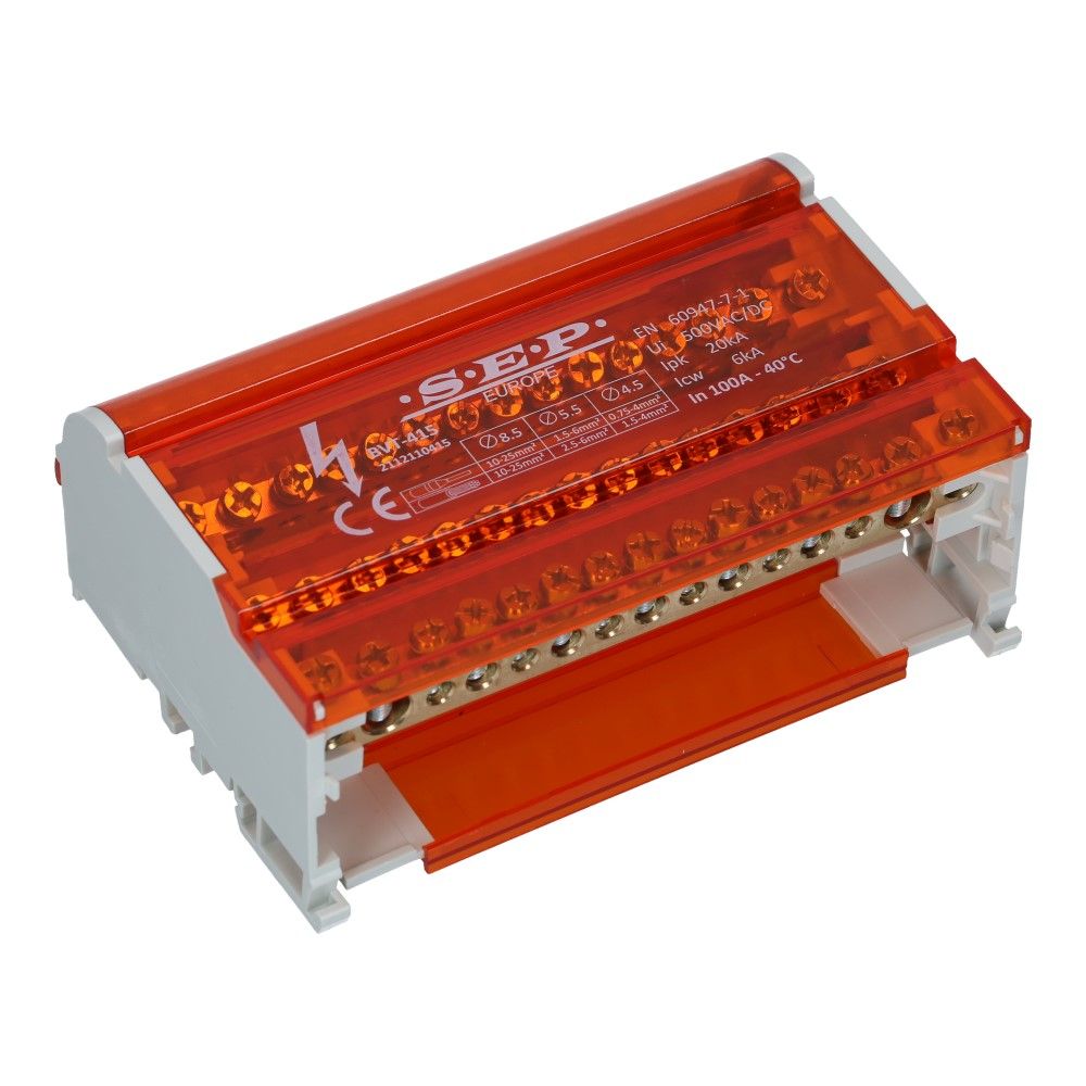 Verdeelblok BVT 100A 4 rijen 15 aansluitingen 500V AC/DC