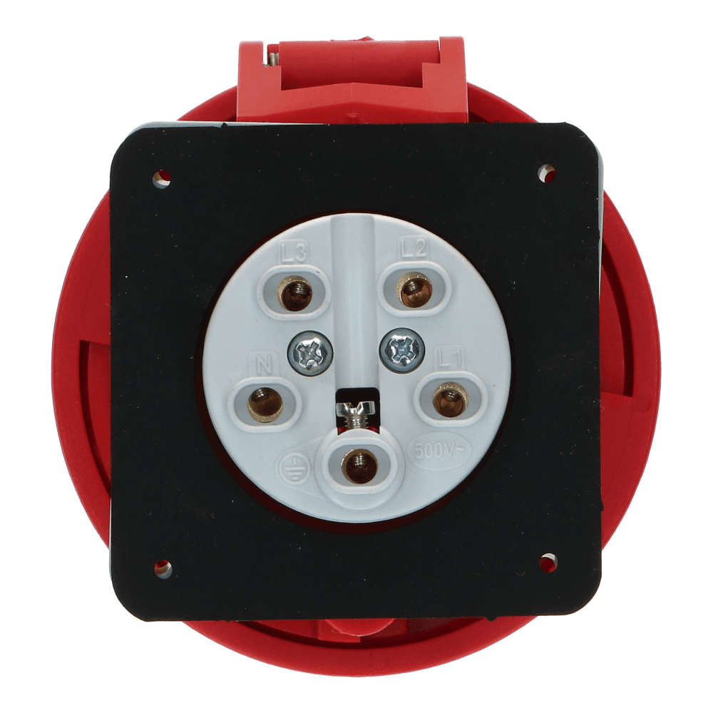 CEE female 5 polig 6H 32A IP67 inbouw wcd 380-415VAC recht
