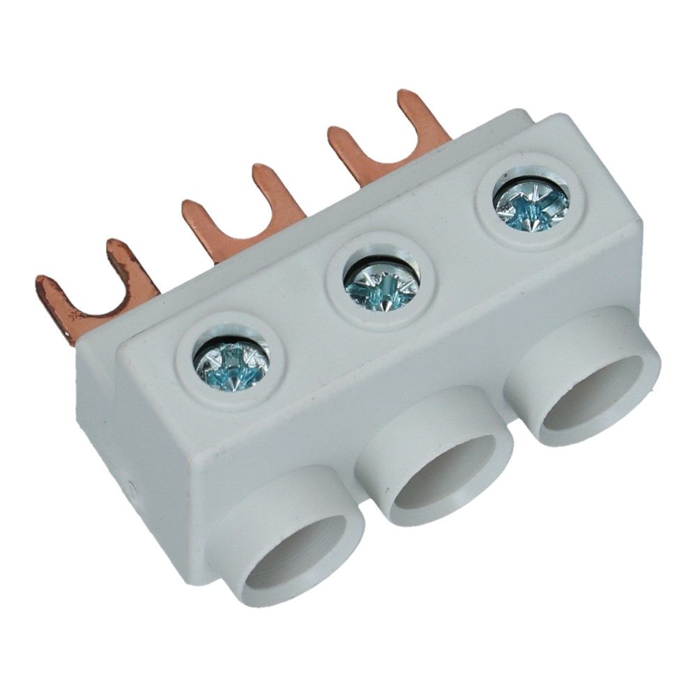 Kamrail vork 3 fase aftakblok 3x25mm2