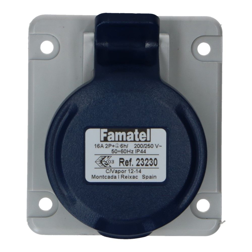 CEE female 3 polig 6H 16A IP54 inbouw wcd 220-240VAC