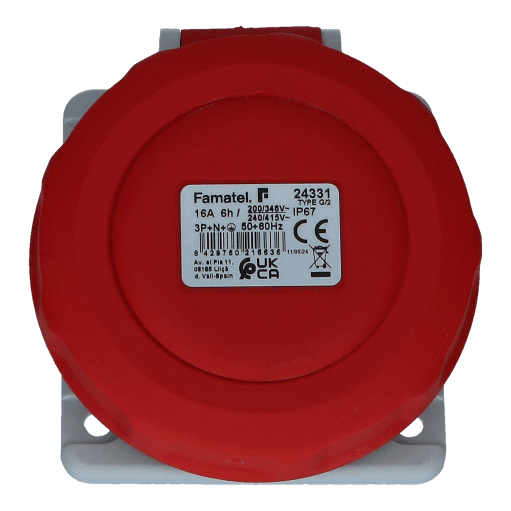 CEE female 5 polig 6H 16A IP67 inbouw wcd 380-415VAC