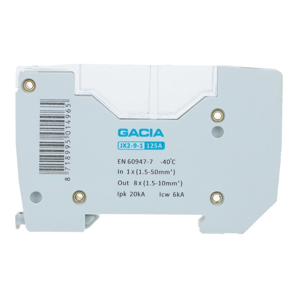 Verdeelblok JX2-9 125A 1p 1x50mm² 8x6mm²