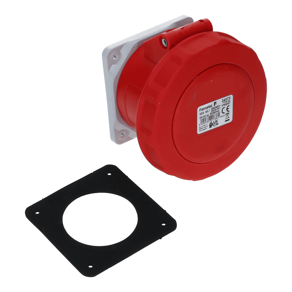 CEE female 5 polig 6H 32A IP67 inbouw wcd 380-415VAC recht