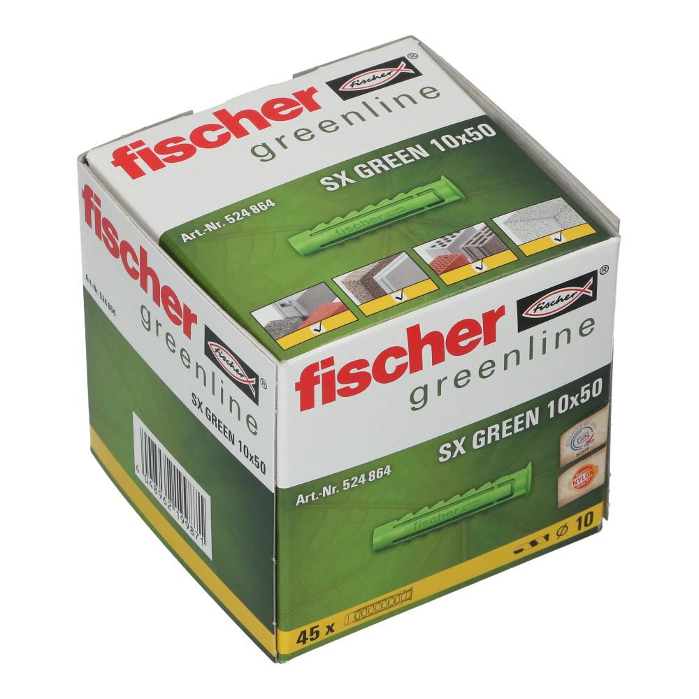 Nylon plug SX Green met rand 10x50mm - 45 stuks