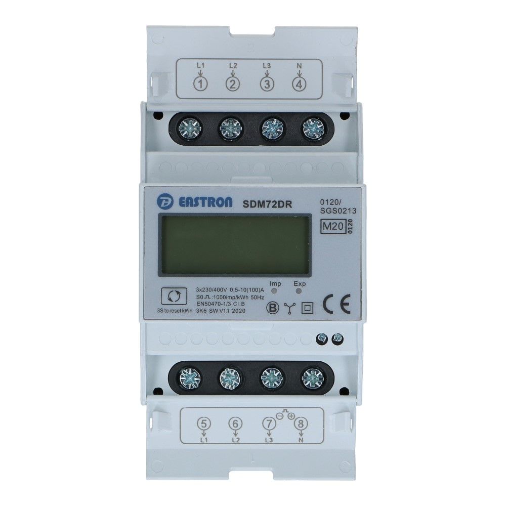 kWh meter 3 fase 10/100A MID Factureerbaar Reset