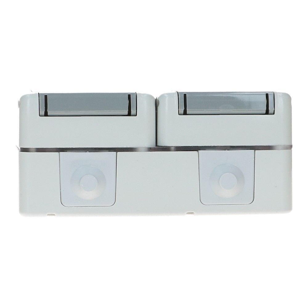 FLUID IP44 wandcontactdoos dubbel horizontaal boven