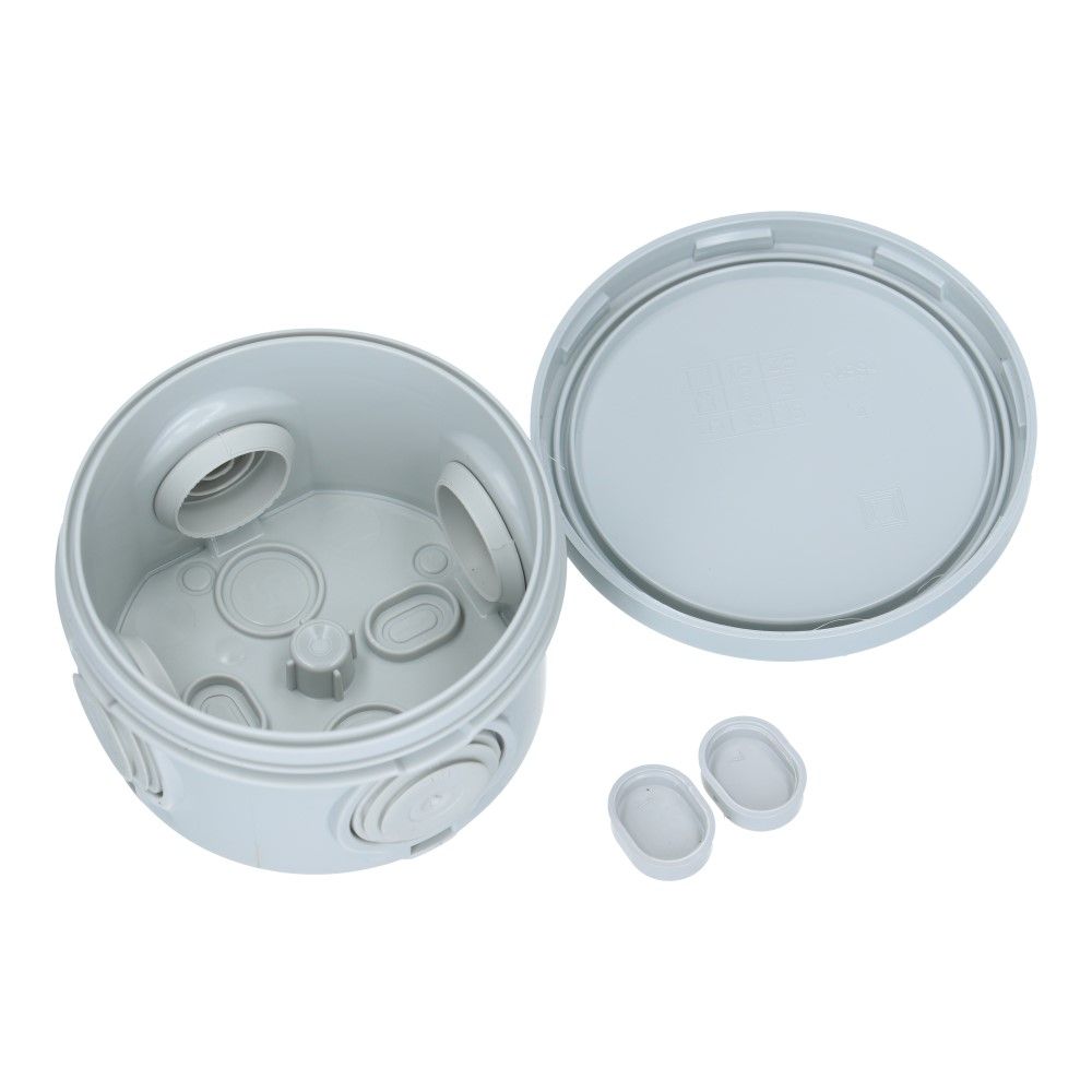 Rond 84x50 Lasdoos met 4 kegels 20mm IP55