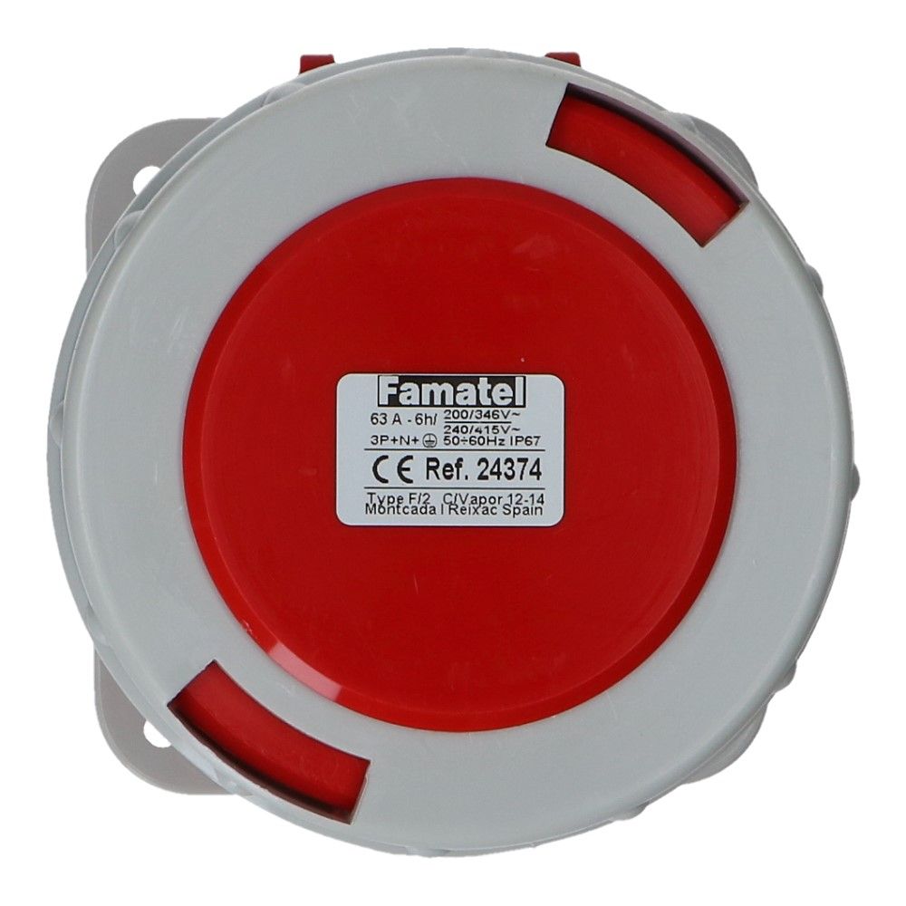 CEE female 5 polig 6H 63A IP67 inbouw wcd 380-415VAC