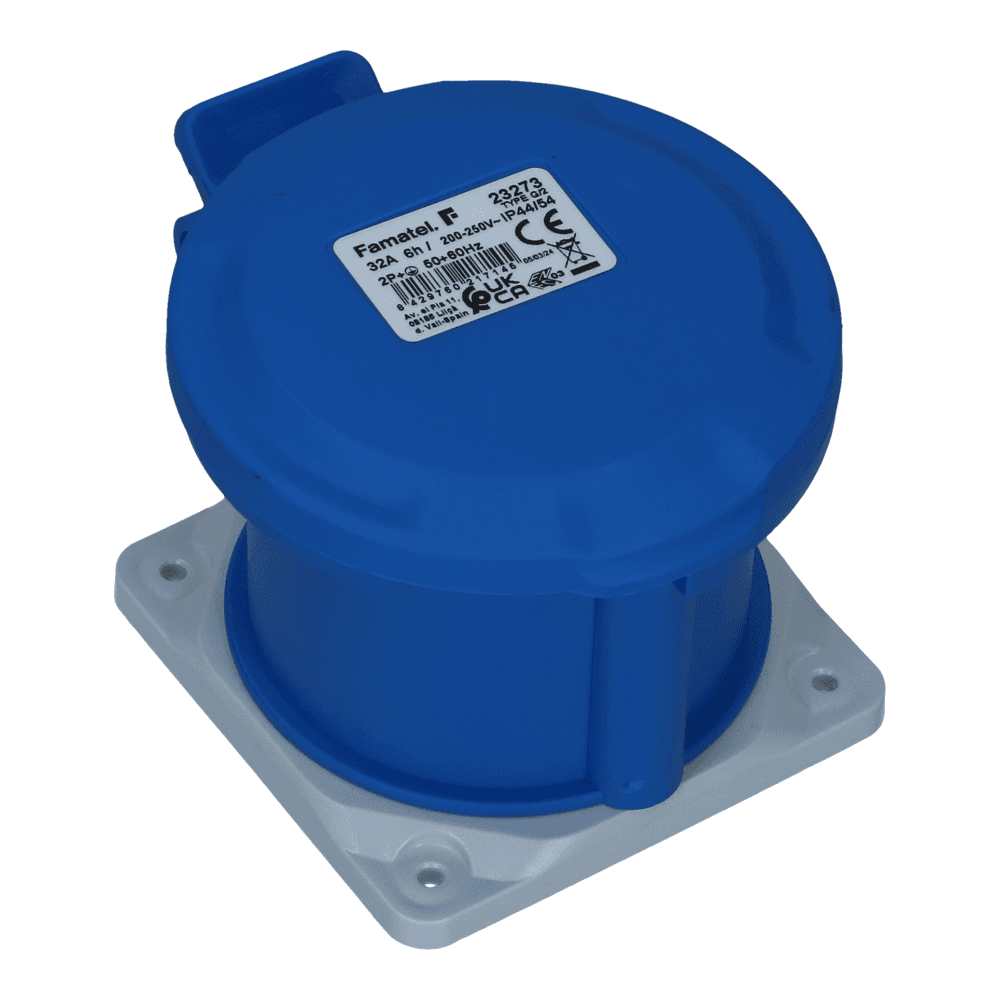 CEE female 3 polig 6H 32A IP54 inbouw wcd 220-240VAC recht