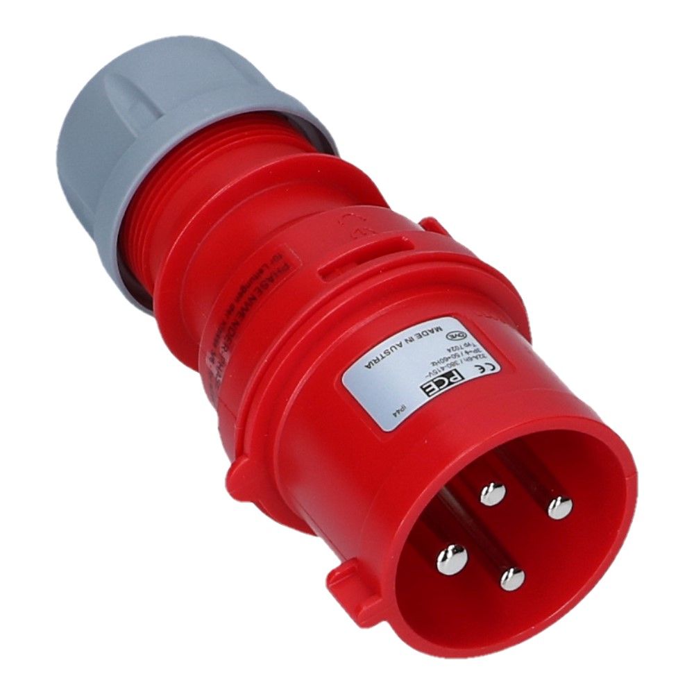 CEE fasenwissel male 4 polig 6H 32A IP44 stekker 380-415VAC