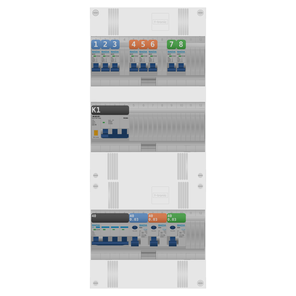 Groepenkast 3 fase 8 groepen + kracht