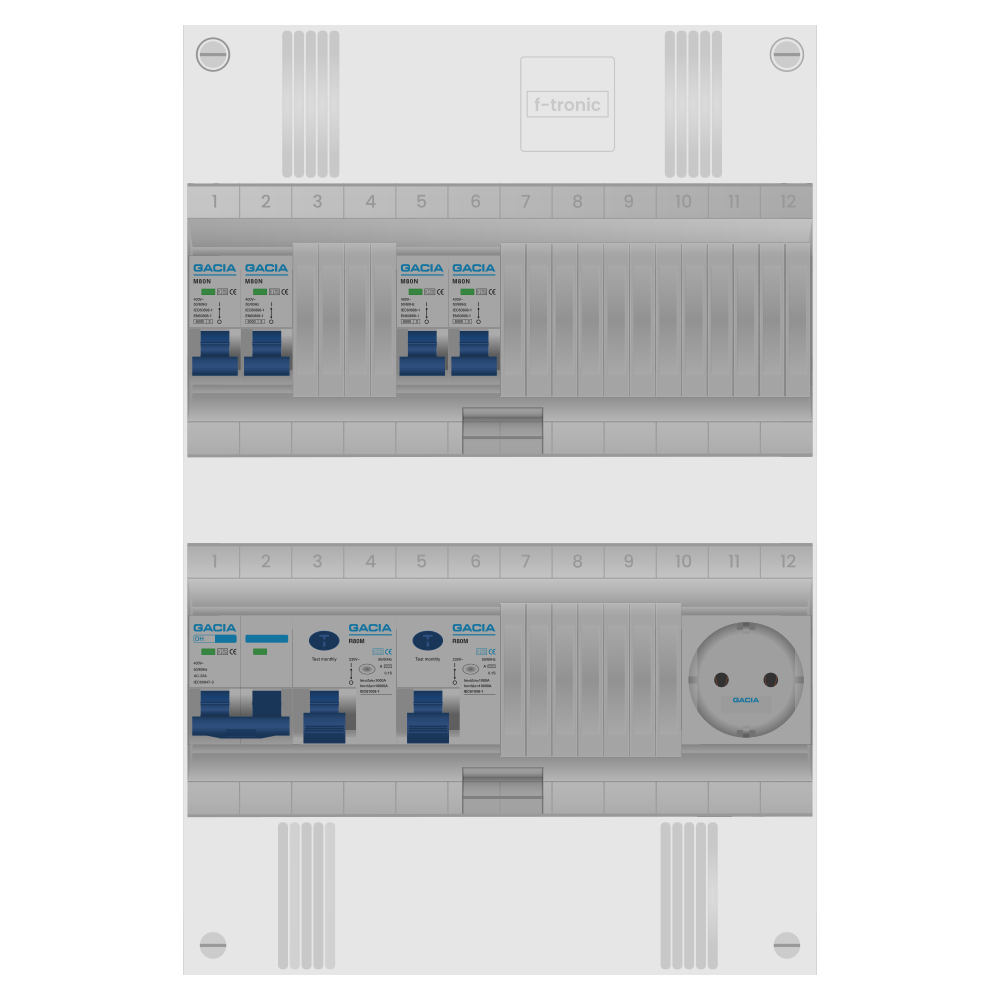 Groepenkast PV-ready 63A 1 fase 4 groepen + wcd