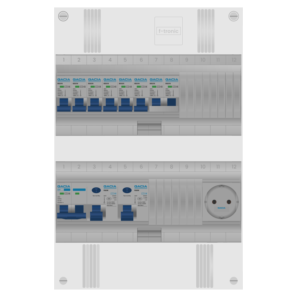 Groepenkast PV-ready 63A 1 fase 6 groepen + wcd + kookgroep