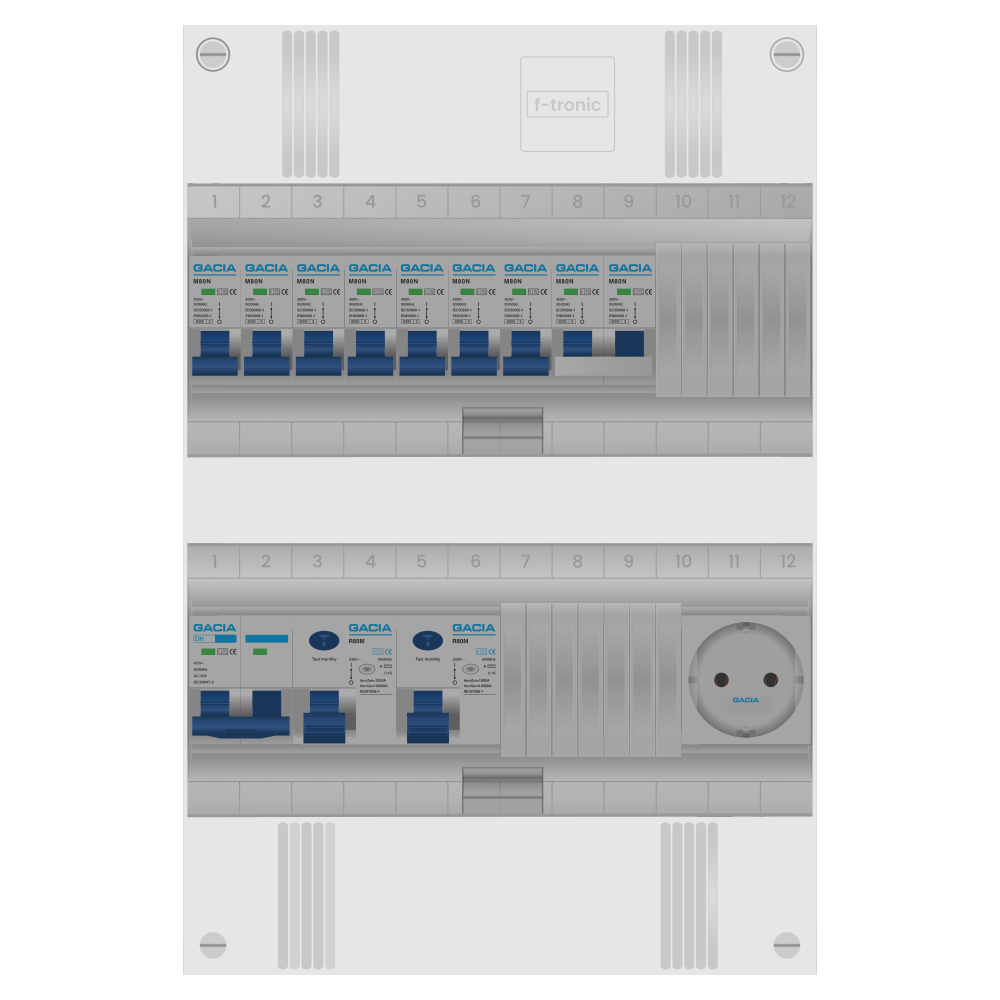 Groepenkast PV-ready 63A 1 fase 7 groepen + wcd + kookgroep