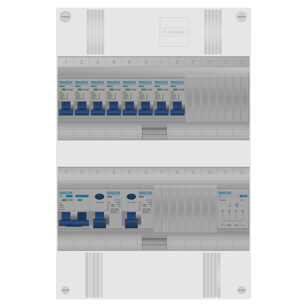 Groepenkast PV-ready 63A 1 fase 8 groepen + beltrafo