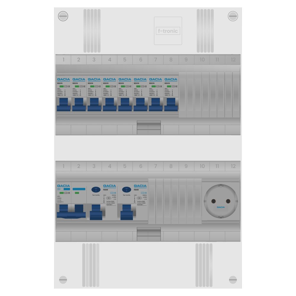 Groepenkast PV-ready 63A 1 fase 8 groepen + wcd