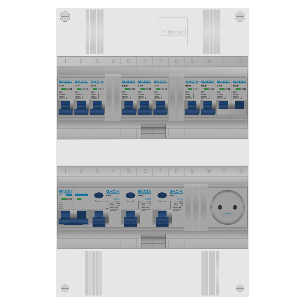 Groepenkast PV-ready 63A 1 fase 8 groepen + wcd + kookgroep