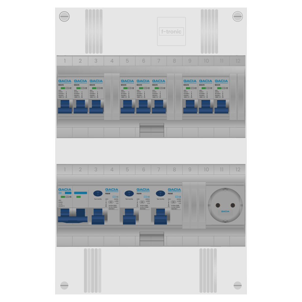 Groepenkast PV-ready 63A 1 fase 9 groepen + wcd