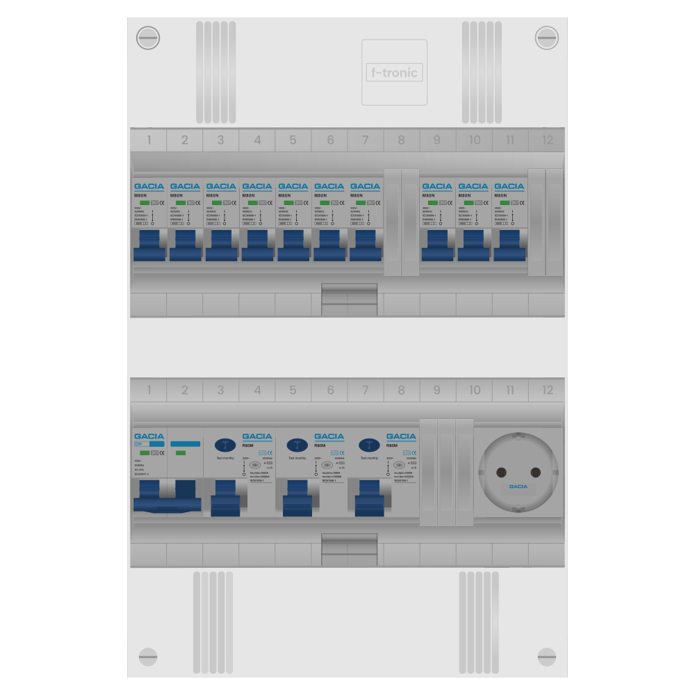 Groepenkast PV-ready 63A 1 fase 10 groepen + wcd