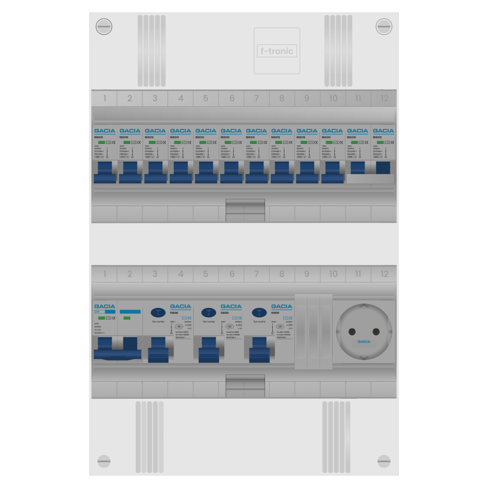 Groepenkast PV-ready 63A 1 fase 10 groepen + wcd + kookgroep