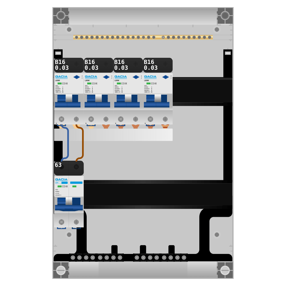 Groepenkast PV-ready 63A 1 fase 4 alamat
