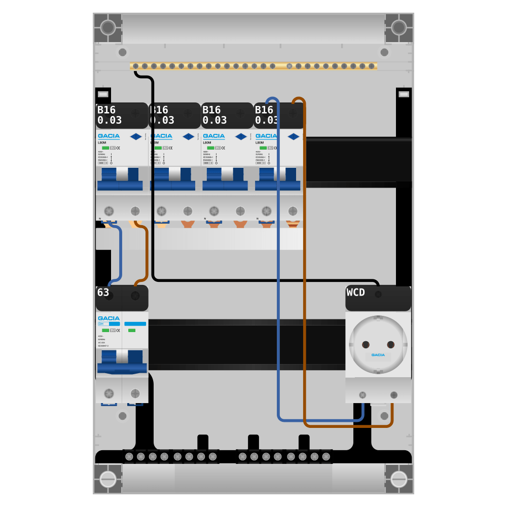 Groepenkast PV-ready 63A 1 fase 4 alamat + wcd
