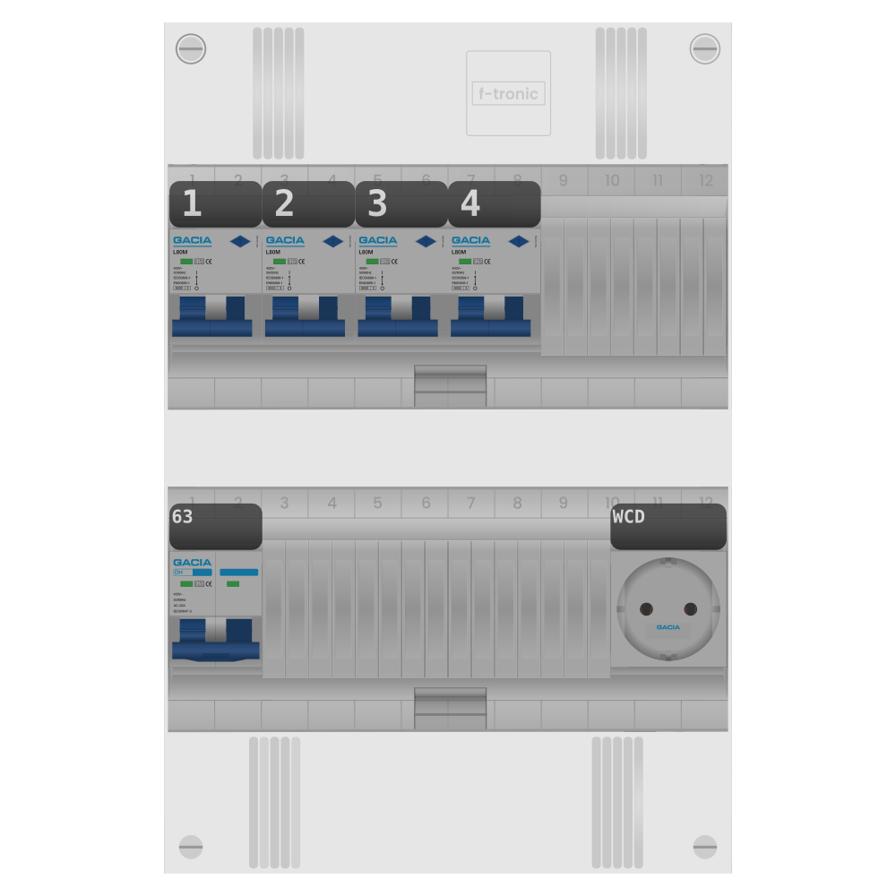 Groepenkast PV-ready 63A 1 fase 4 alamat + wcd