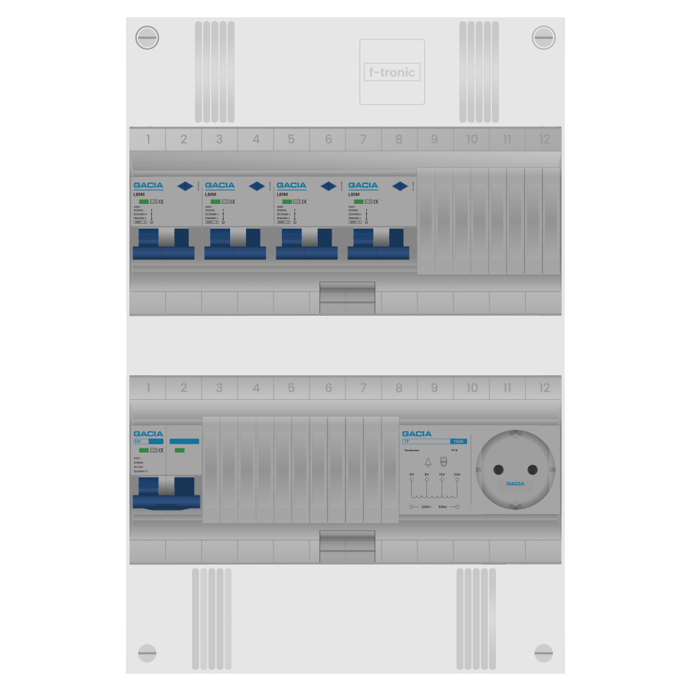 Groepenkast PV-ready 63A 1 fase 4 alamat + beltrafo + wcd