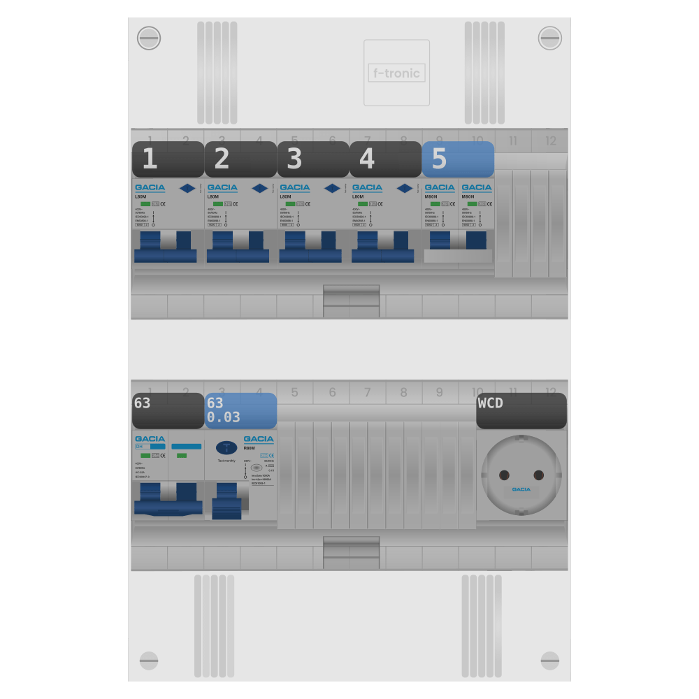 Groepenkast PV-ready 63A 1 fase 4 alamat + wcd + kookgroep