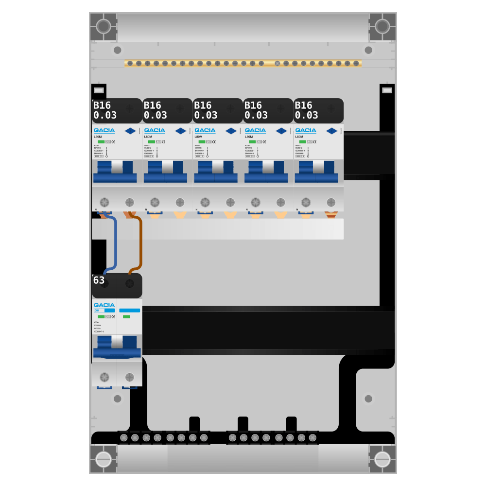 Groepenkast PV-ready 63A 1 fase 5 alamat