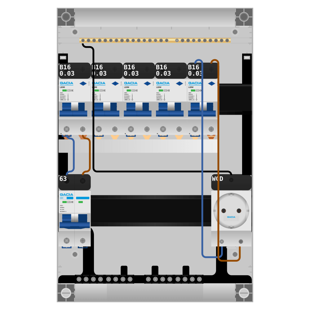 Groepenkast PV-ready 63A 1 fase 5 alamat + wcd
