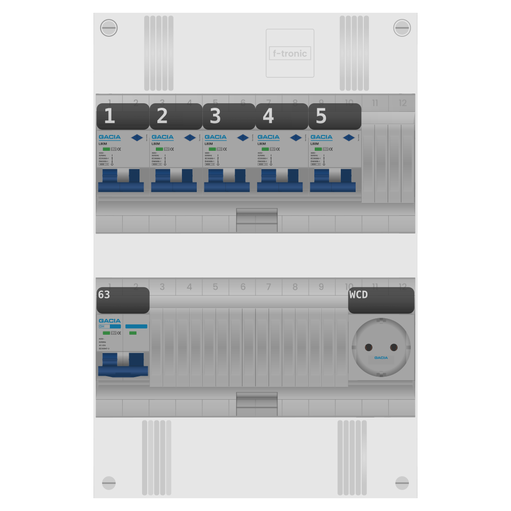 Groepenkast PV-ready 63A 1 fase 5 alamat + wcd