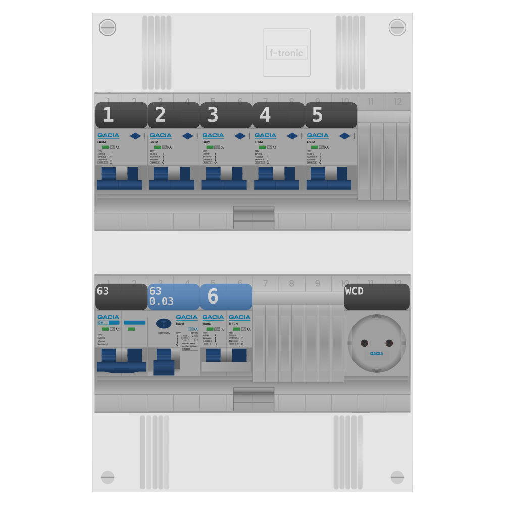 Groepenkast PV-ready 63A 1 fase 5 alamat + wcd + kookgroep