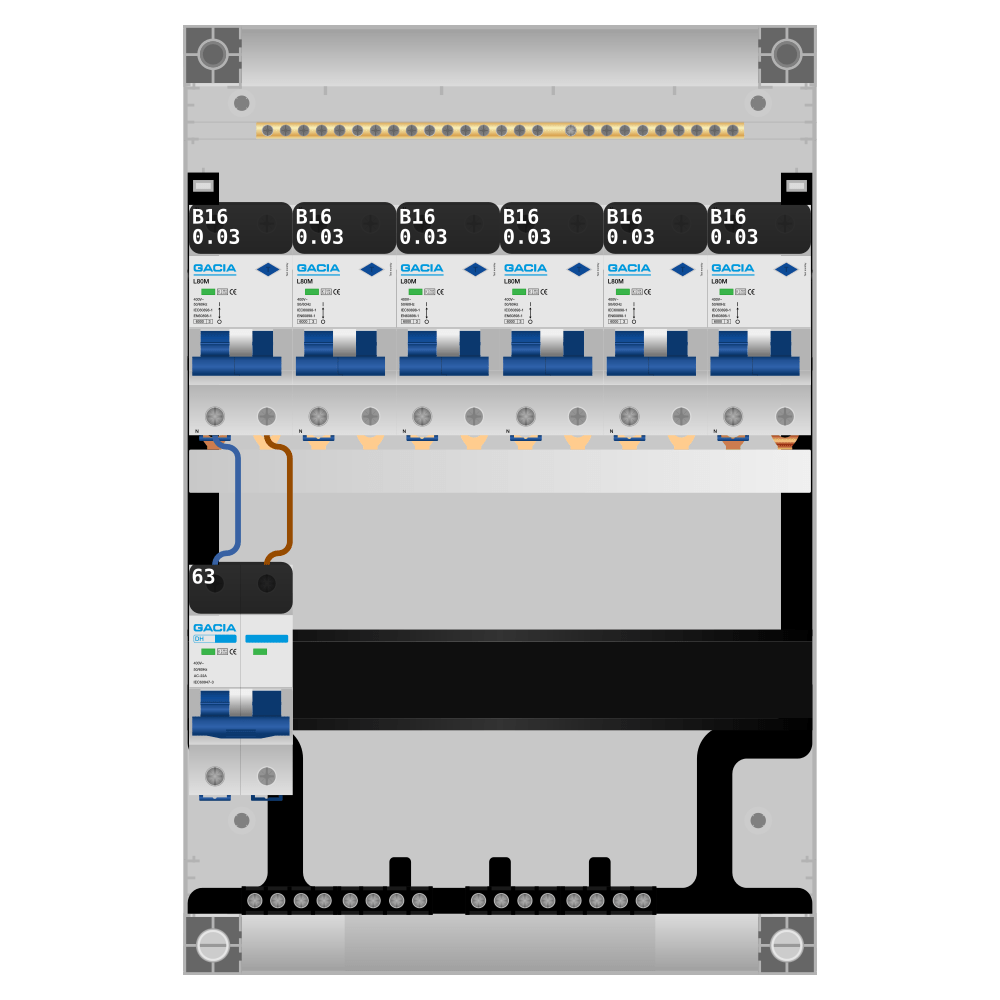 Groepenkast PV-ready 63A 1 fase 6 alamat