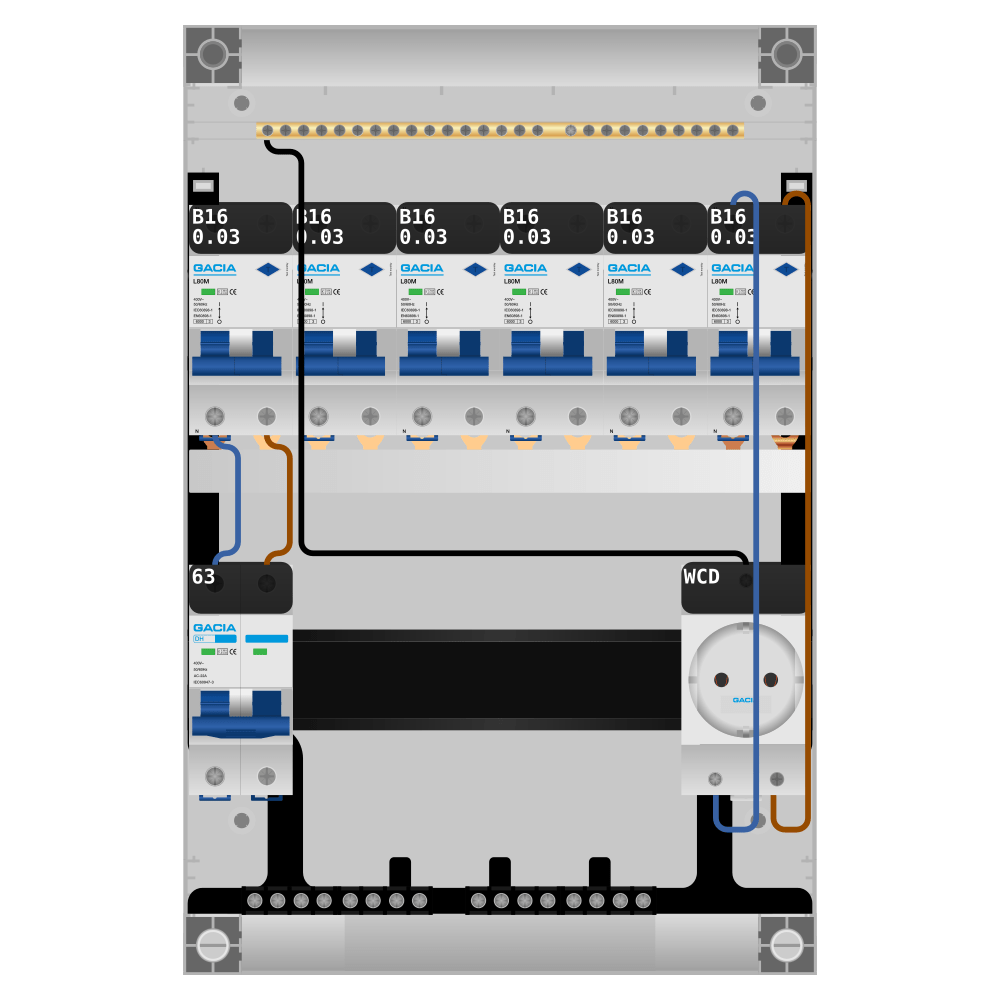 Groepenkast PV-ready 63A 1 fase 6 alamat + wcd