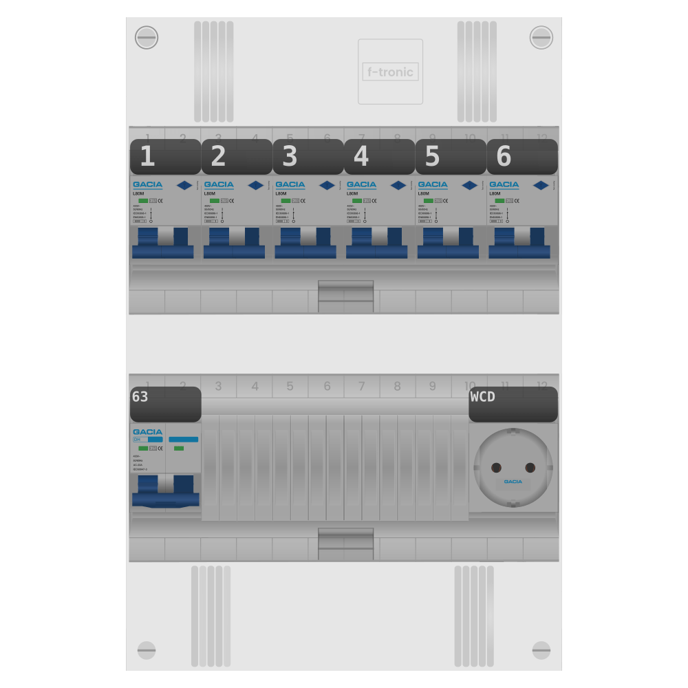Groepenkast PV-ready 63A 1 fase 6 alamat + wcd