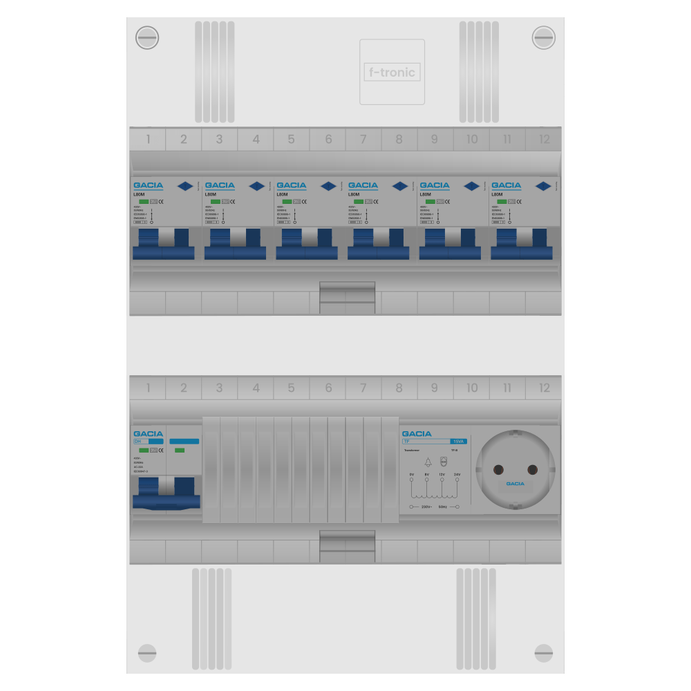 Groepenkast PV-ready 63A 1 fase 6 alamat + beltrafo + wcd