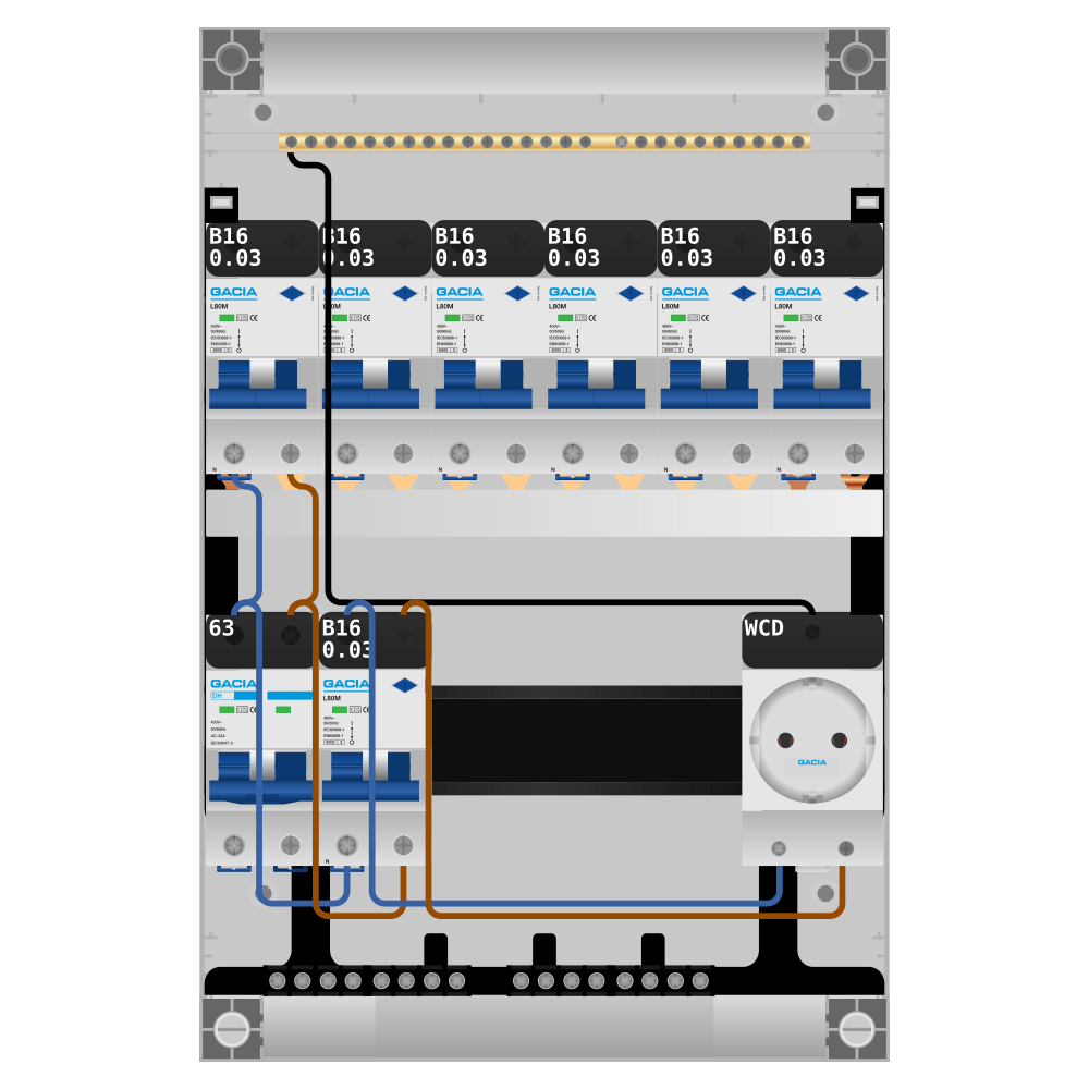 Groepenkast PV-ready 63A 1 fase 7 alamat + wcd