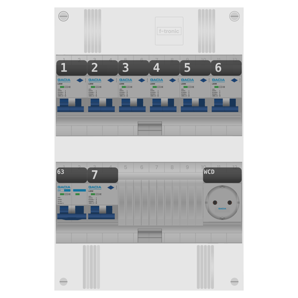 Groepenkast PV-ready 63A 1 fase 7 alamat + wcd