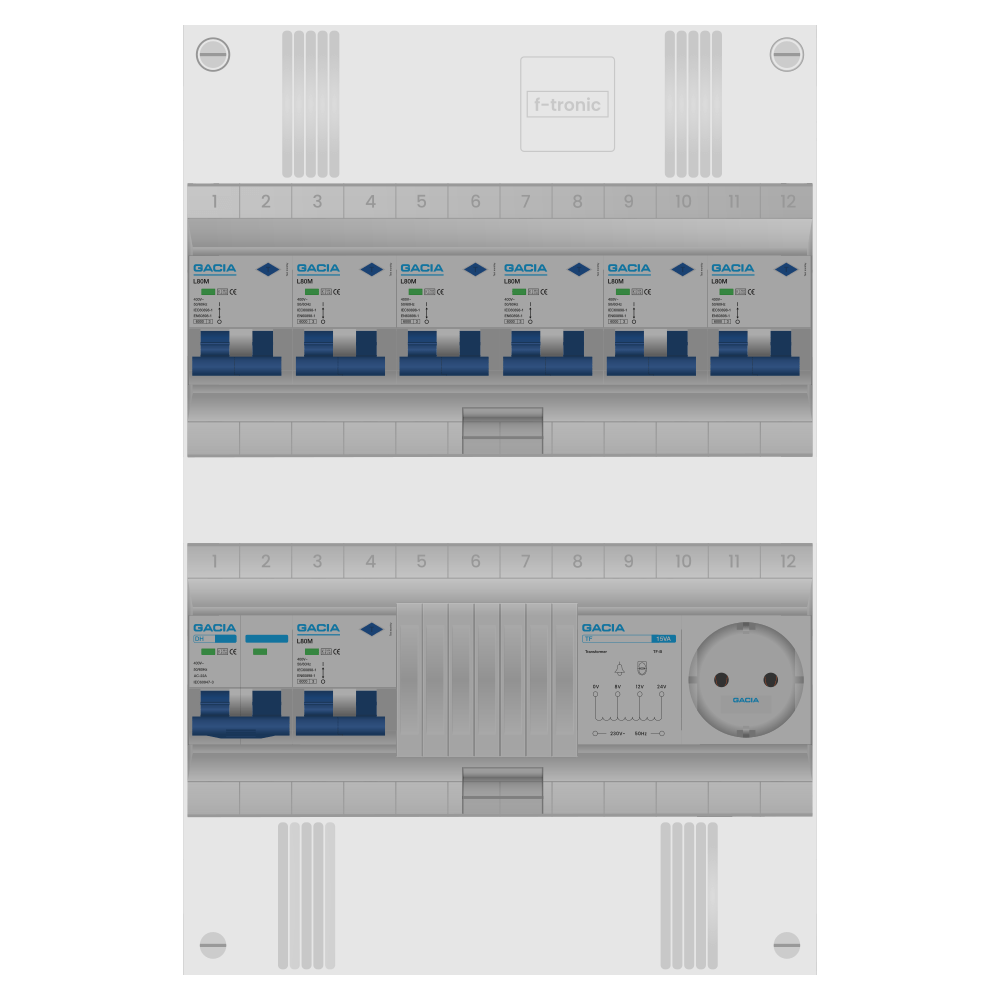 Groepenkast PV-ready 63A 1 fase 7 alamat + beltrafo + wcd