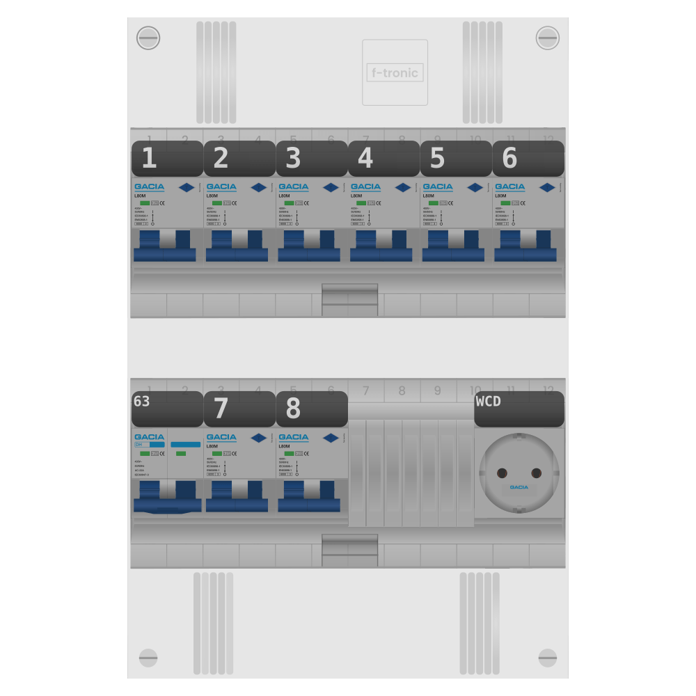 Groepenkast PV-ready 63A 1 fase 8 alamat + wcd