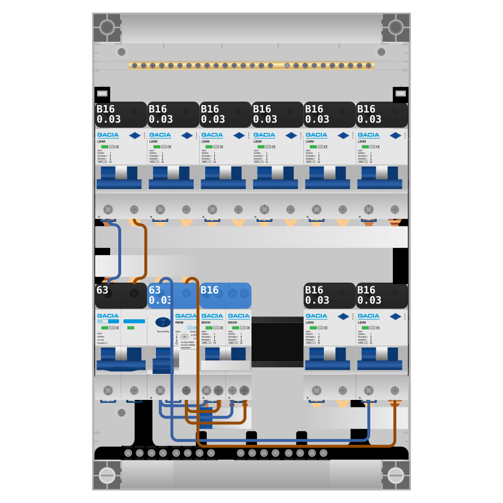 Groepenkast PV-ready 63A 1 fase 8 alamat + kookgroep