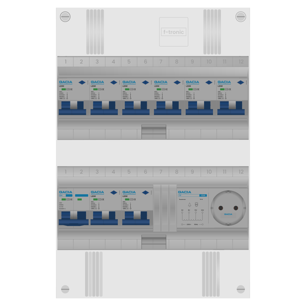 Groepenkast PV-ready 63A 1 fase 8 alamat + beltrafo + wcd
