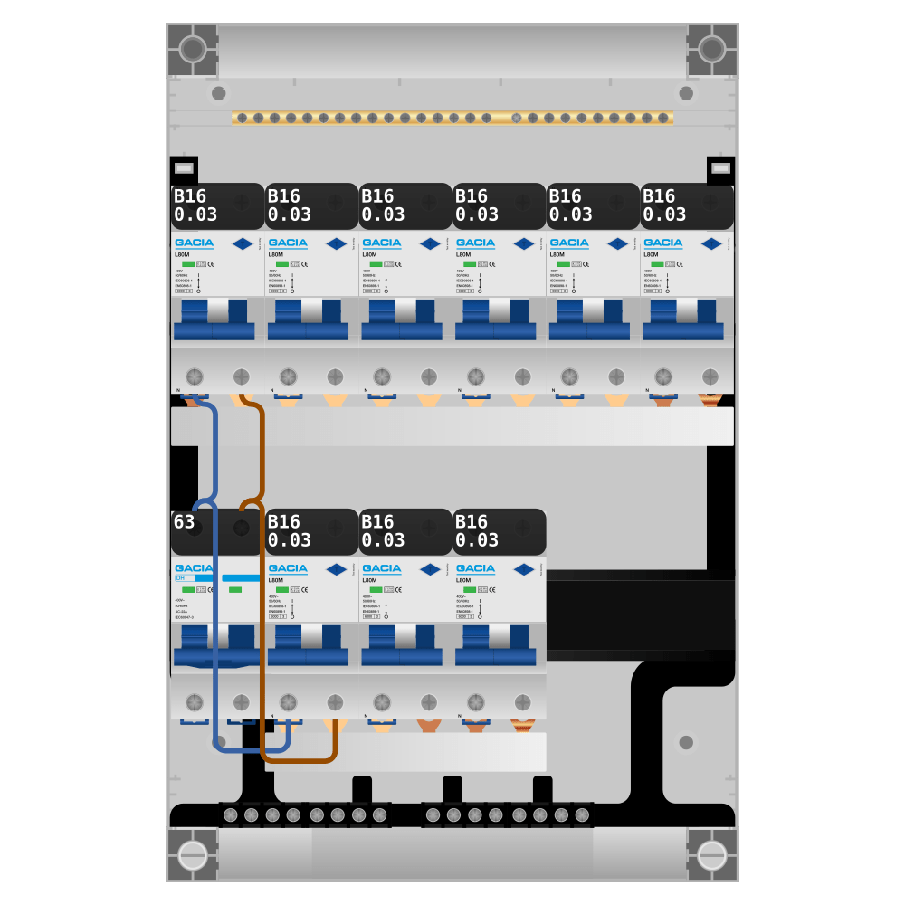 Groepenkast PV-ready 63A 1 fase 9 alamat