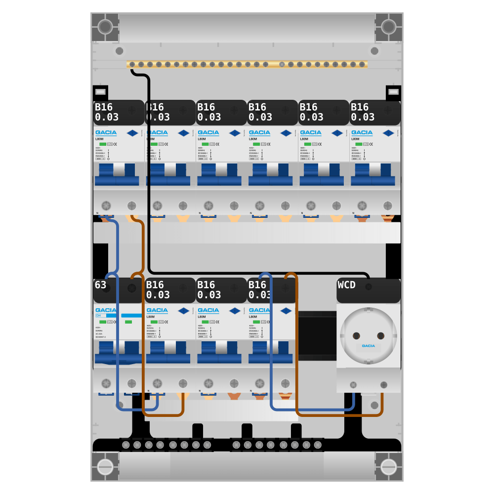 Groepenkast PV-ready 63A 1 fase 9 alamat + wcd