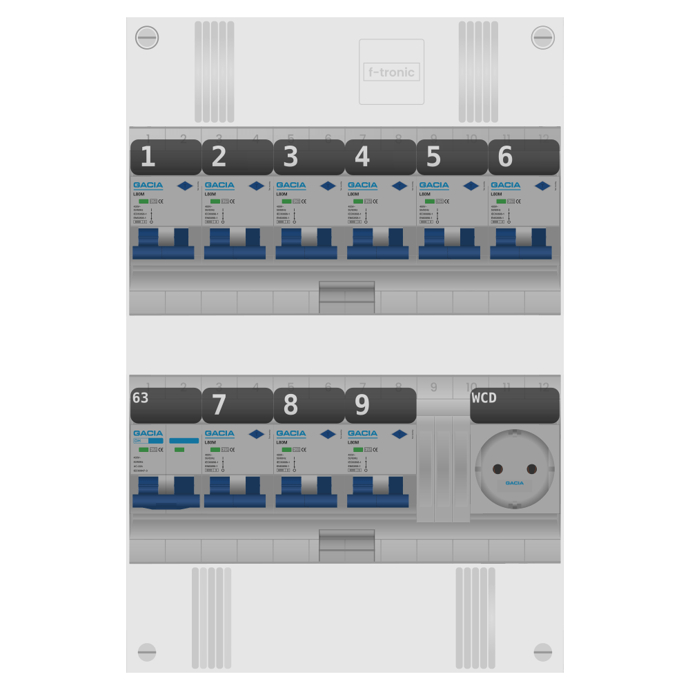 Groepenkast PV-ready 63A 1 fase 9 alamat + wcd